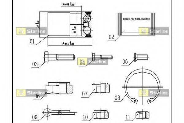 STARLINE LO00593 Комплект підшипника маточини колеса