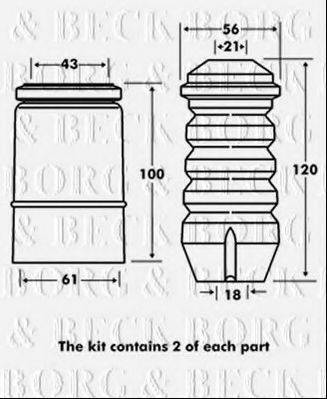 BORG & BECK BPK7077 Пилозахисний комплект, амортизатор