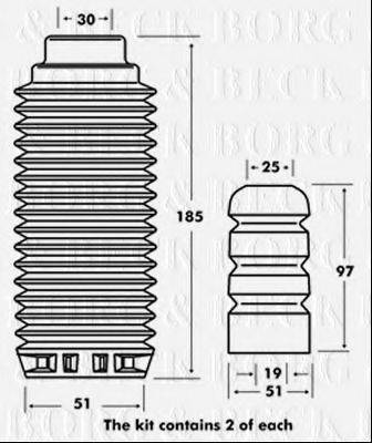 BORG & BECK BPK7030 Пилозахисний комплект, амортизатор