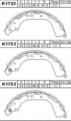 ASIMCO K1723 Комплект гальмівних колодок