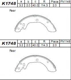 ASIMCO K1748 Комплект гальмівних колодок