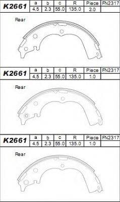 ASIMCO K2661 Комплект гальмівних колодок