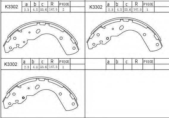 ASIMCO K3302 Комплект гальмівних колодок