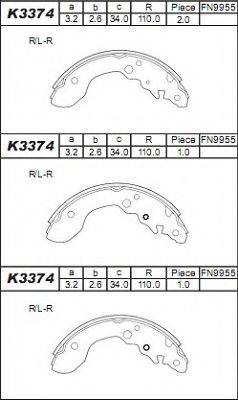 ASIMCO K3374 Комплект гальмівних колодок