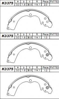 ASIMCO K3375 Комплект гальмівних колодок