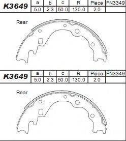 ASIMCO K3649 Комплект гальмівних колодок