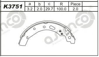 ASIMCO K3751 Комплект гальмівних колодок