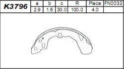 ASIMCO K3796 Комплект гальмівних колодок
