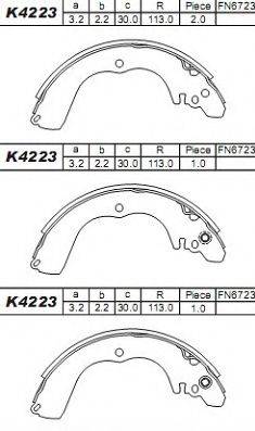 ASIMCO K4223 Комплект гальмівних колодок