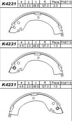 ASIMCO K4231 Комплект гальмівних колодок