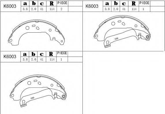 ASIMCO K6003 Комплект гальмівних колодок