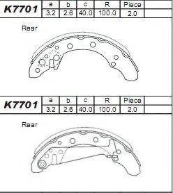 ASIMCO K7701 Комплект гальмівних колодок