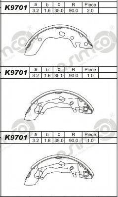 ASIMCO K9701 Комплект гальмівних колодок