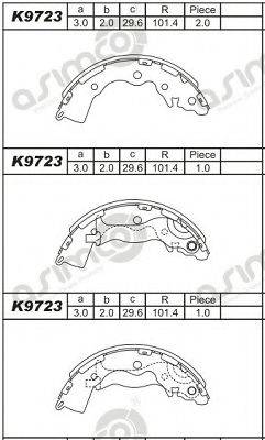 ASIMCO K9723 Комплект гальмівних колодок