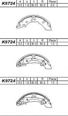 ASIMCO K9724 Комплект гальмівних колодок