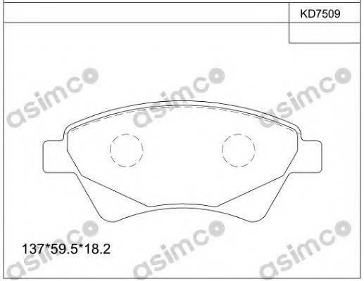 ASIMCO KD7509 Комплект гальмівних колодок, дискове гальмо