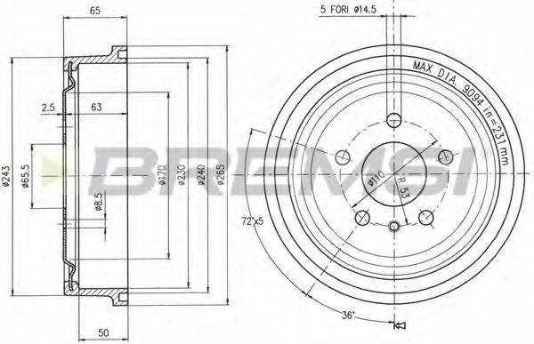 BREMSI DR5561 Гальмівний барабан