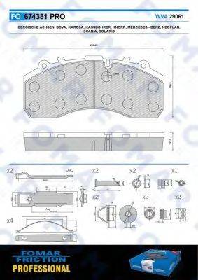 FOMAR FRICTION FO674381 Комплект гальмівних колодок, дискове гальмо