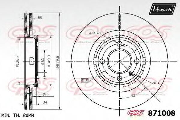 MAXTECH 8710080000 гальмівний диск