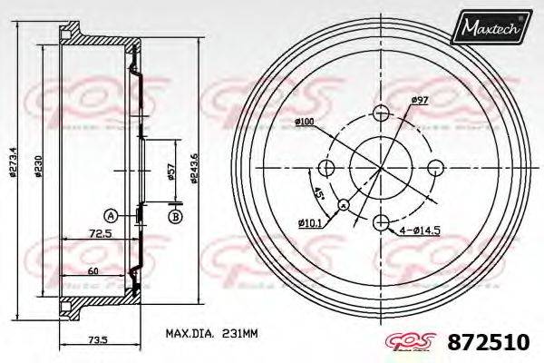 MAXTECH 8725100000 Гальмівний барабан