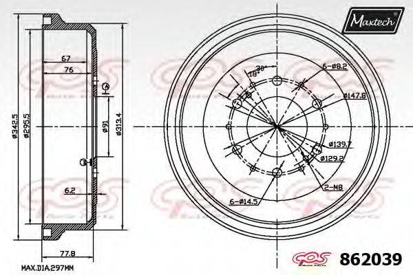 MAXTECH 8620390000 Гальмівний барабан