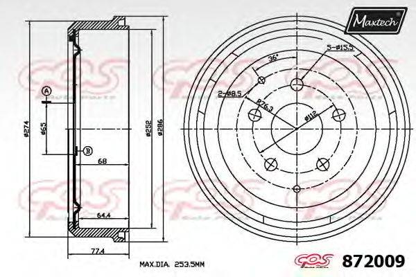 MAXTECH 8720090000 Гальмівний барабан