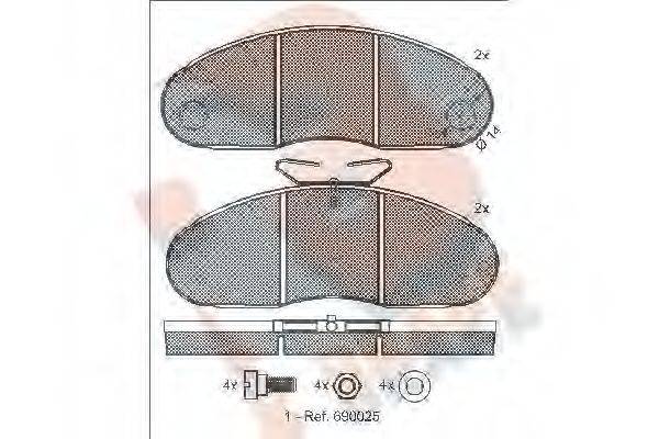 R BRAKE RB0834 Комплект гальмівних колодок, дискове гальмо