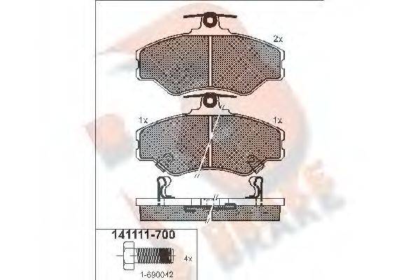 R BRAKE RB1111 Комплект гальмівних колодок, дискове гальмо