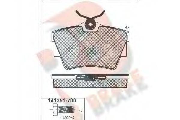 R BRAKE RB1351 Комплект гальмівних колодок, дискове гальмо