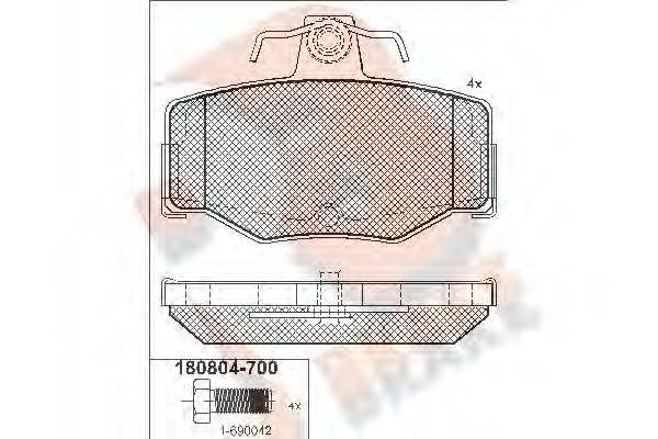 R BRAKE RB0804700 Комплект гальмівних колодок, дискове гальмо