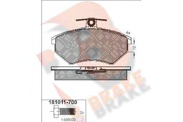 R BRAKE RB1011700 Комплект гальмівних колодок, дискове гальмо