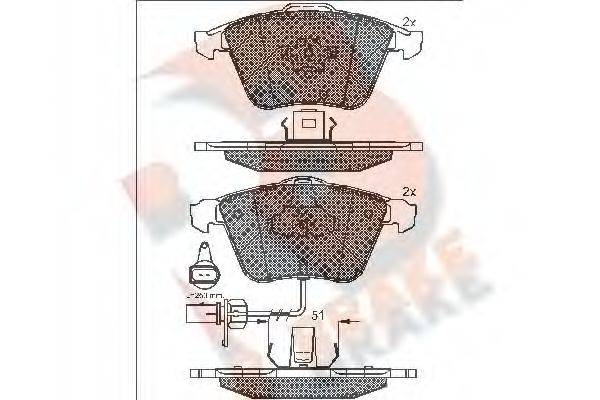 R BRAKE RB1654 Комплект гальмівних колодок, дискове гальмо