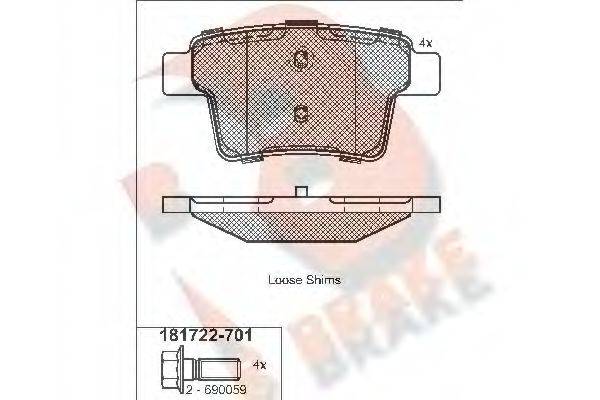 R BRAKE RB1722701 Комплект гальмівних колодок, дискове гальмо