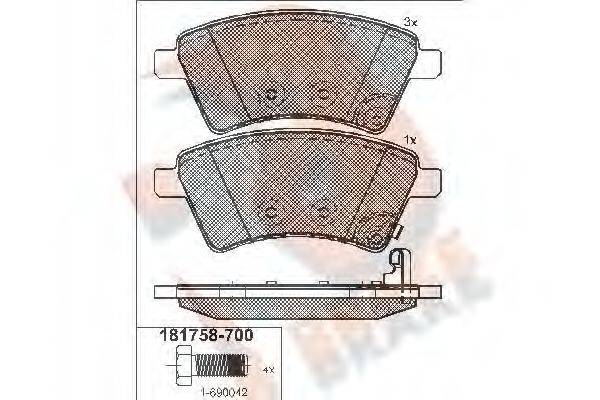 R BRAKE RB1758700 Комплект гальмівних колодок, дискове гальмо