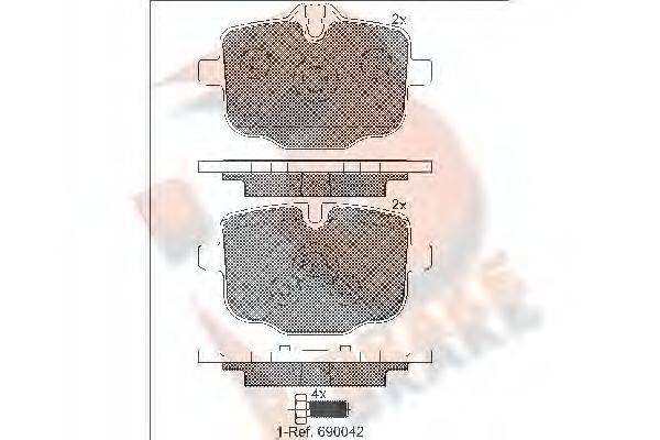 R BRAKE RB2005200 Комплект гальмівних колодок, дискове гальмо