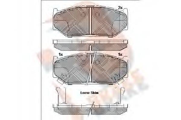 R BRAKE RB2045 Комплект гальмівних колодок, дискове гальмо