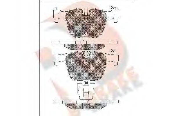 R BRAKE RB2064 Комплект гальмівних колодок, дискове гальмо