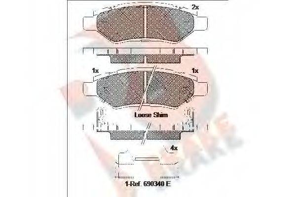 R BRAKE RB2142 Комплект гальмівних колодок, дискове гальмо