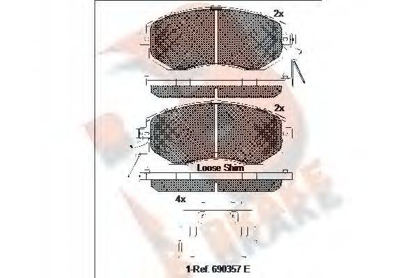 R BRAKE RB2199 Комплект гальмівних колодок, дискове гальмо