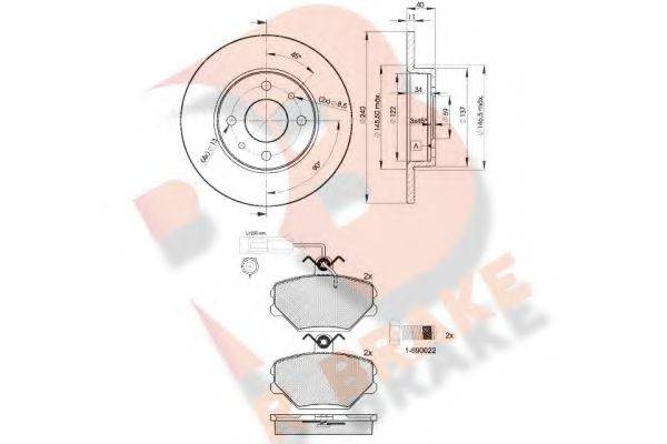 R BRAKE 3R07293465 Комплект гальм, дисковий гальмівний механізм