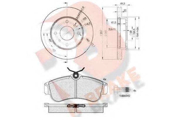 R BRAKE 3R08037101 Комплект гальм, дисковий гальмівний механізм