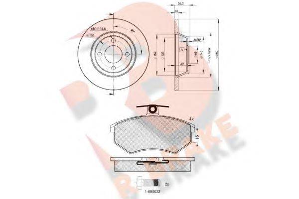 R BRAKE 3R08358014 Комплект гальм, дисковий гальмівний механізм