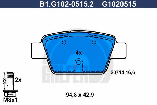 GALFER B1G10205152 Комплект гальмівних колодок, дискове гальмо