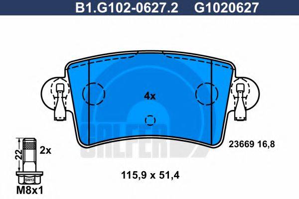 GALFER B1G10206272 Комплект гальмівних колодок, дискове гальмо