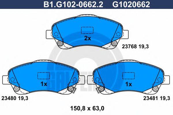 GALFER B1G10206622 Комплект гальмівних колодок, дискове гальмо