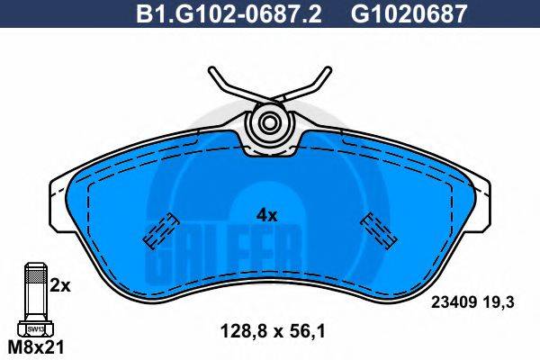 GALFER B1G10206872 Комплект гальмівних колодок, дискове гальмо