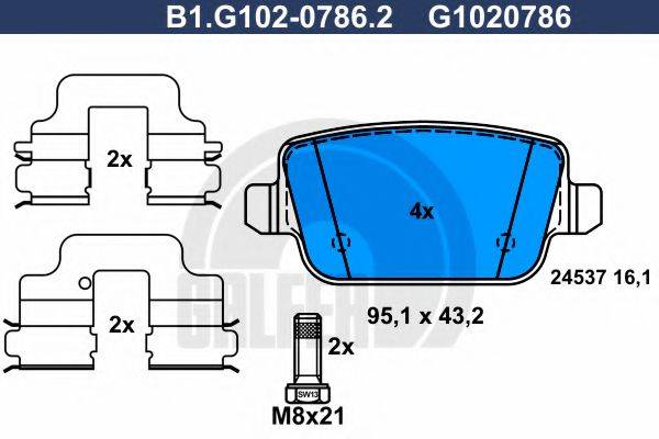 GALFER B1G10207862 Комплект гальмівних колодок, дискове гальмо