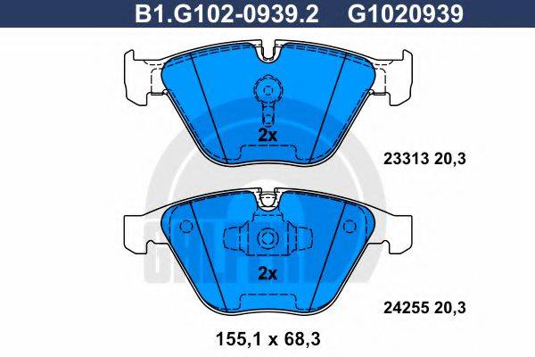 GALFER B1G10209392 Комплект гальмівних колодок, дискове гальмо