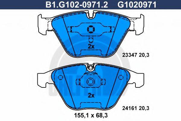 GALFER B1G10209712 Комплект гальмівних колодок, дискове гальмо