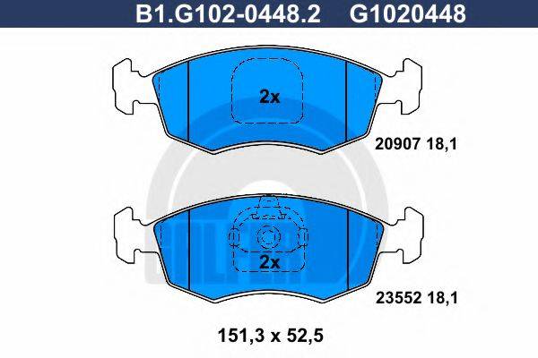 GALFER B1G10204482 Комплект гальмівних колодок, дискове гальмо